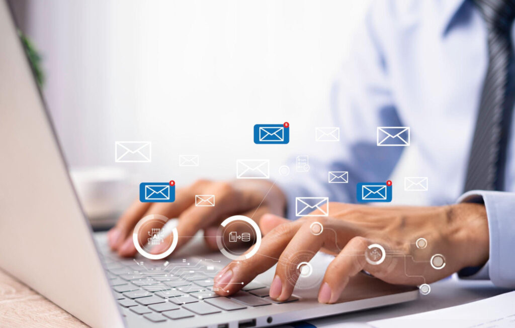 business man doing emails